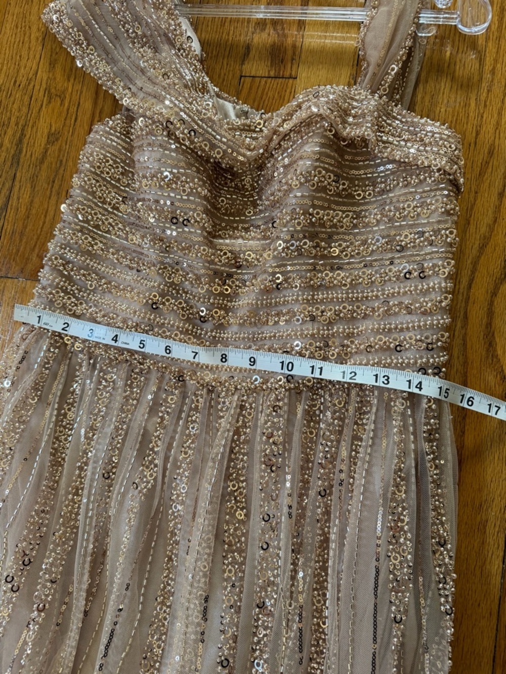 Ladivine CD0238 Gold Beaded Prom Dress Size 10 Floor Length Formal Gown - Picture 7 of 11